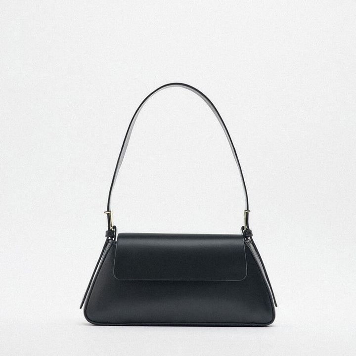 Autumn New All-match Shoulder bag in caramel color with a soft PU material and clamshell design.