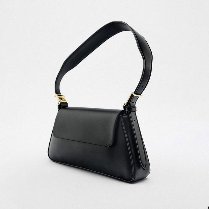 Autumn New All-match Shoulder bag in caramel color with a soft PU material and clamshell design.