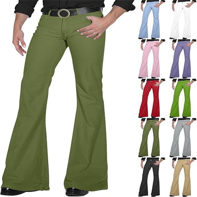 Solid Color Retro Bell-Bottom Pants